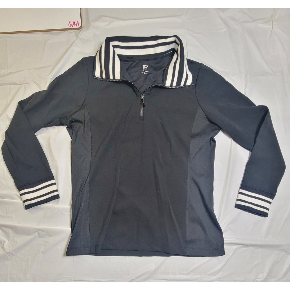 Womens Eastern Pacific quarter zip pullover. Size Large. Black/white